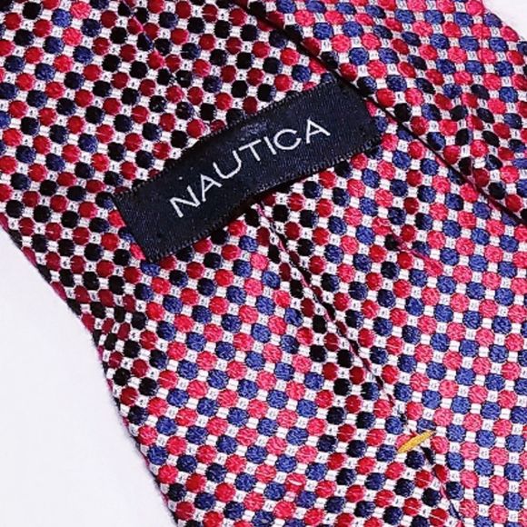 #H Nautica Mens Red Black Neck Tie From Macy's - Picture 3 of 4